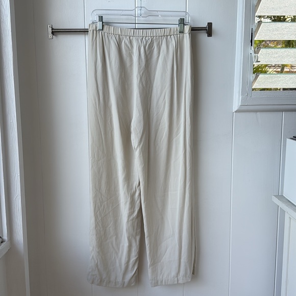 Eileen Fisher Silk Georgette Straight Ankle Pant Cream White Beige Sz XS - Picture 6 of 7
